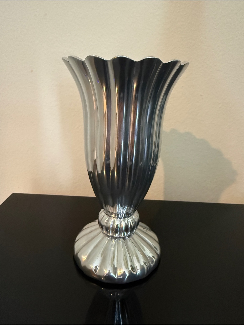 Polished Silver Fluted Decorative Vase - Home Accents